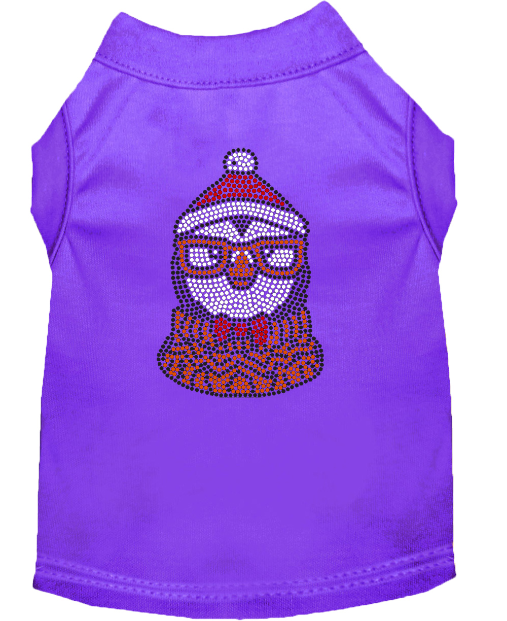 Hipster Penguin Rhinestone Dog Shirt Purple Sm